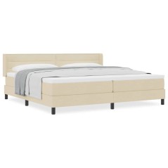 vidaXL Letto a molle con materasso crema, 200 x 200 cm - tessuto