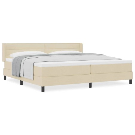 vidaXL Letto a molle con materasso crema, 200 x 200 cm - tessuto