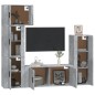 Set di Mobili Porta TV 5 pz Grigio Cemento in Legno Multistrato Set di Mobili Porta TV 5 pz Grigio Cemento in Legno Multistrato