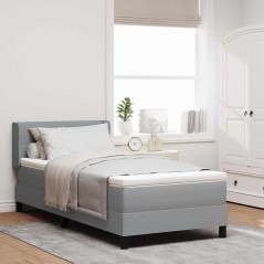 vidaXL Letto Box Spring con materasso - grigio chiaro - 90 x 190 cm - tessuto