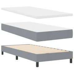 vidaXL Letto Box Spring con materasso - grigio chiaro - 90 x 190 cm - tessuto