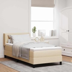 vidaXL Letto a Rete con Materasso in Crema, 90 x 200 cm, Tessuto.
