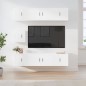 Set di Mobili Porta TV 7 pz Bianco in Legno Multistrato Set di Mobili Porta TV 7 pz Bianco in Legno Multistrato