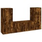 Set Mobili Porta TV 3 pz Rovere Fumo in Legno Multistrato Set Mobili Porta TV 3 pz Rovere Fumo in Legno Multistrato