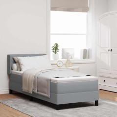 vidaXL Letto a rete con materasso, grigio chiaro, 80 x 200 cm, tessuto