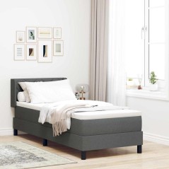 vidaXL Letto a Box Spring con materasso – Grigio scuro, 80 x 200 cm in tessuto.