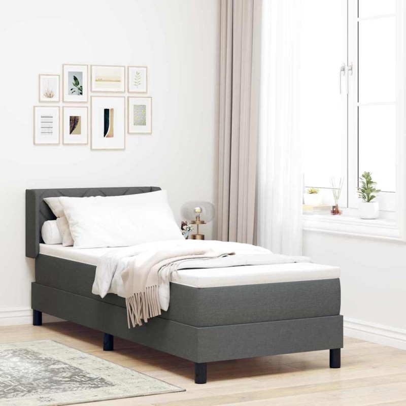 vidaXL Letto a Box Spring con materasso – Grigio scuro, 80 x 200 cm in tessuto.