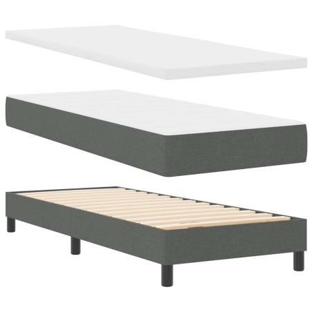 vidaXL Letto a Box Spring con materasso – Grigio scuro, 80 x 200 cm in tessuto.