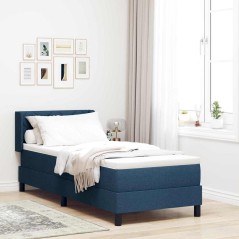 vidaXL Letto contenitore con materasso blu, 80 x 200 cm, in tessuto