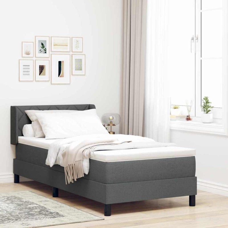 vidaXL Letto Box Spring con Materasso – Grigio Scuro – 90 x 190 cm – Tessuto vidaXL Letto Box Spring con Materasso – Grigio Scuro – 90 x 190 cm – Tessuto