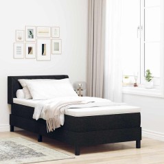 vidaXL Letto a molle con cuscino con testiera Nero 100 x 200 cm Tessuto