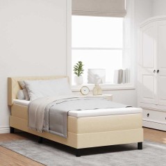 vidaXL Letto Box Spring con materasso - Crema, 100 x 200 cm, tessuto