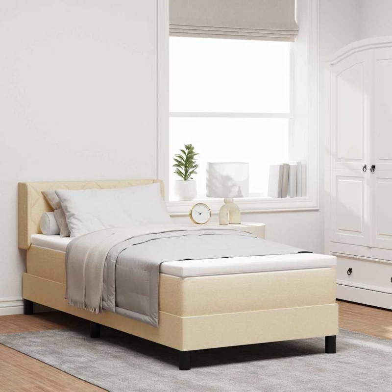 vidaXL Letto Box Spring con materasso - Crema, 100 x 200 cm, tessuto