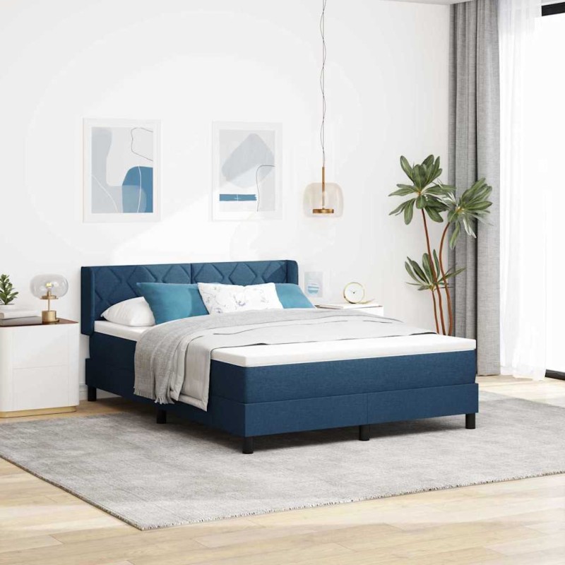 vidaXL Letto Box Spring con Materasso - Blu 140 x 190 cm, Tessuto vidaXL Letto Box Spring con Materasso - Blu 140 x 190 cm, Tessuto