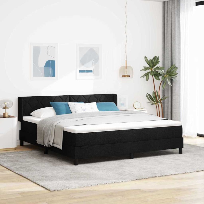 vidaXL Letto a molle con testiera Nero 180 x 200 cm Tessile