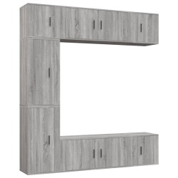 Set di Mobili Porta TV 7 pz Grigio Sonoma in Legno Multistrato