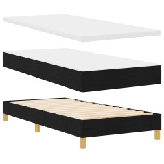 vidaXL Letto a molle con testiera Nero e Bianco 90 x 190 cm Tessuto