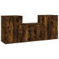 Set Mobili Porta TV 3 pz Rovere Fumo in Legno Multistrato Set Mobili Porta TV 3 pz Rovere Fumo in Legno Multistrato