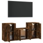 Set Mobili Porta TV 3 pz Rovere Fumo in Legno Multistrato Set Mobili Porta TV 3 pz Rovere Fumo in Legno Multistrato