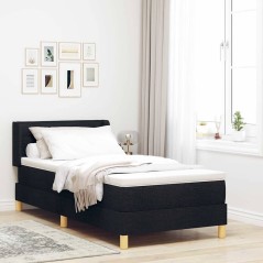 vidaXL Letto a molle con testiera Nero e Bianco 90 x 200 cm Tessuto
