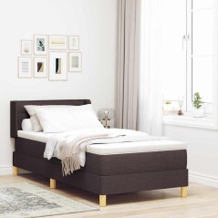 vidaXL Letto a molle Marrone scuro e Bianco 90 x 200 cm Tessuto