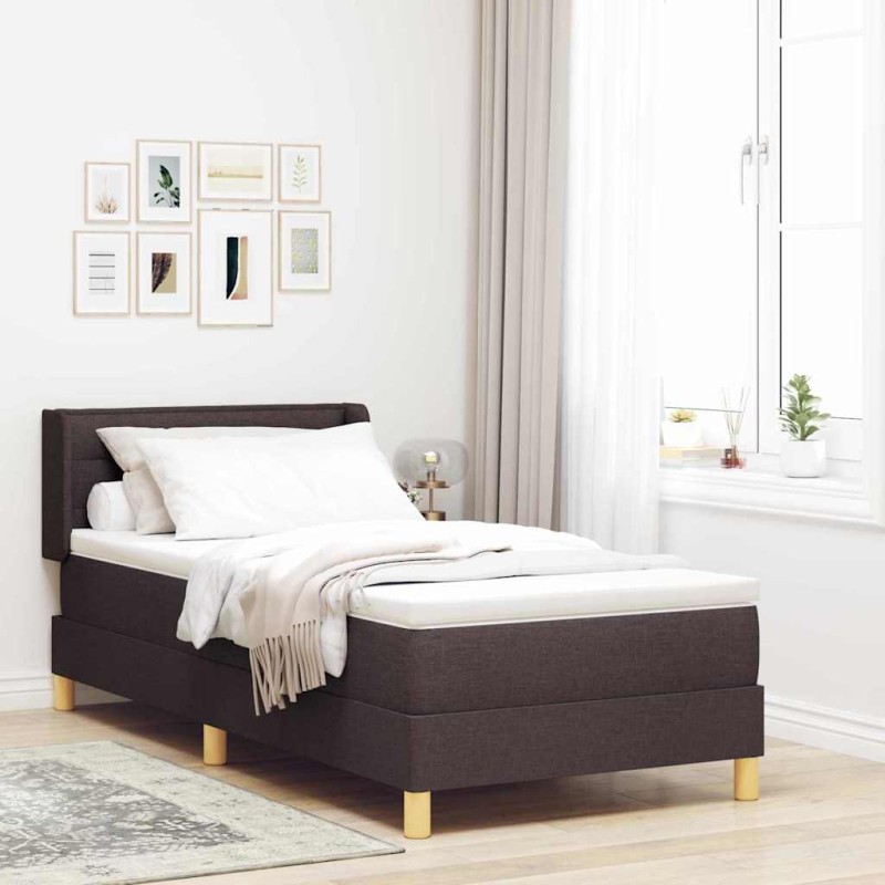 vidaXL Letto a molle Marrone scuro e Bianco 90 x 200 cm Tessuto
