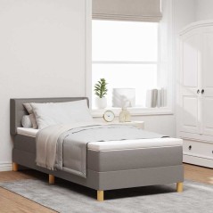 vidaXL Letto con rete a molle e materasso tortora, 90x200 cm, tessuto