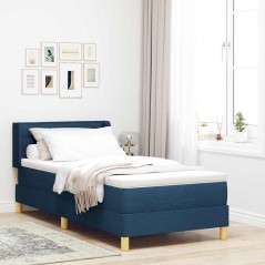 vidaXL Letto a molle con materasso blu, 90 x 200 cm