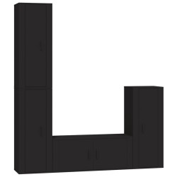 Set Mobili Porta TV 4 pz Nero in Legno Multistrato