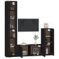 Set Mobili Porta TV 4 pz Nero in Legno Multistrato Set Mobili Porta TV 4 pz Nero in Legno Multistrato