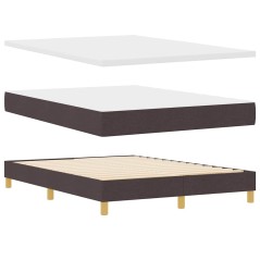 vidaXL Letto a molle Marrone scuro e Bianco 140 x 190 cm Tessuto
