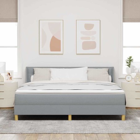 vidaXL Letto a Molle con Materasso Grigio Chiaro, 180 x 200 cm, Tessuto