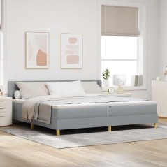 vidaXL Letto a Box con Materasso Grigio Chiaro - 200 x 200 cm, Tessuto.