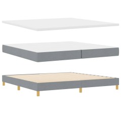 vidaXL Letto a Box con Materasso Grigio Chiaro - 200 x 200 cm, Tessuto.