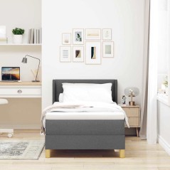 vidaXL Letto a Rete con Materasso Grigio Scuro, 90 x 190 cm, Tessuto