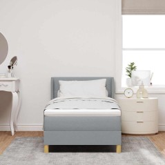 vidaXL Letto a molle con materasso grigio chiaro, 90 x 200 cm