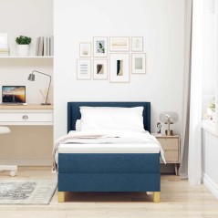 vidaXL Letto Box Spring con Materasso Blu, 90 x 200 cm, tessuto