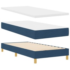vidaXL Letto Box Spring con Materasso Blu, 90 x 200 cm, tessuto