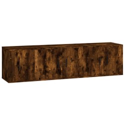 Set Mobili Porta TV 3 pz Rovere Fumo in Legno Multistrato