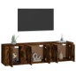 Set Mobili Porta TV 3 pz Rovere Fumo in Legno Multistrato Set Mobili Porta TV 3 pz Rovere Fumo in Legno Multistrato