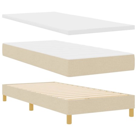 vidaXL Letto a contenitore con materasso vitaXL, crema, 100 x 200 cm, tessuto
