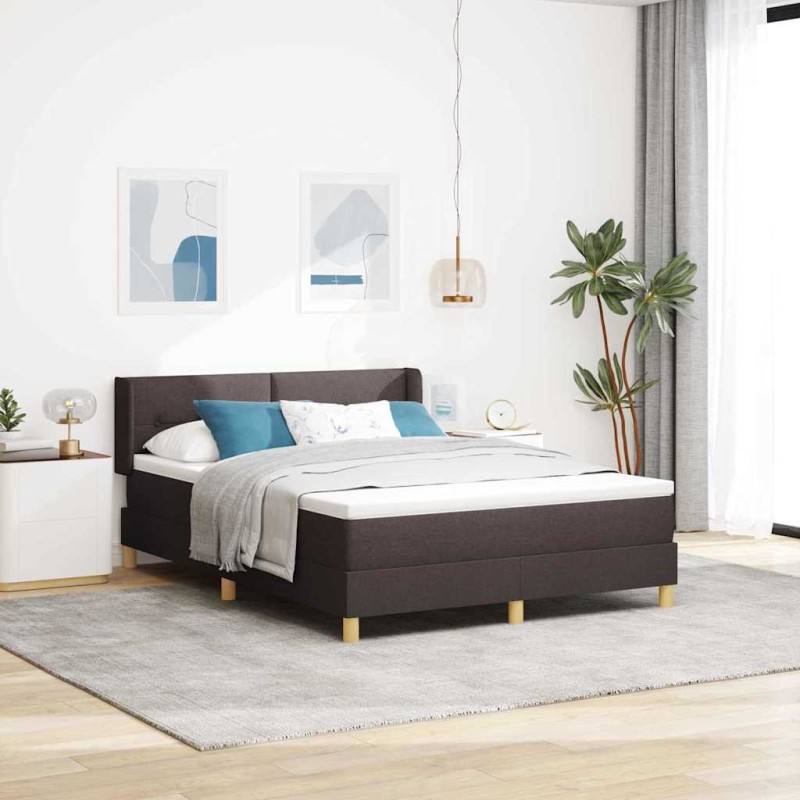 vidaXL Letto a molle con testiera Marrone scuro 140 x 200 cm Tessuto vidaXL Letto a molle con testiera Marrone scuro 140 x 200 cm Tessuto