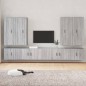 Set Mobili Porta TV 8pz Grigio Sonoma in Legno Multistrato Set Mobili Porta TV 8pz Grigio Sonoma in Legno Multistrato