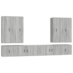 Set Mobili Porta TV 8pz Grigio Sonoma in Legno Multistrato