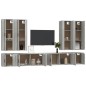Set Mobili Porta TV 8pz Grigio Sonoma in Legno Multistrato Set Mobili Porta TV 8pz Grigio Sonoma in Legno Multistrato