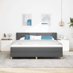vidaXL Letto Box Spring con Materasso Grigio Scuro, 180 x 200 cm, Tessuto