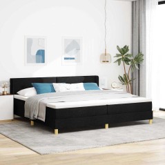 vidaXL Letto a molle Nero 200 x 200 cm Rivestimento e Legno e Schiuma