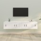 Set di Mobili Porta TV 4 pz Bianco in Legno Multistrato Set di Mobili Porta TV 4 pz Bianco in Legno Multistrato