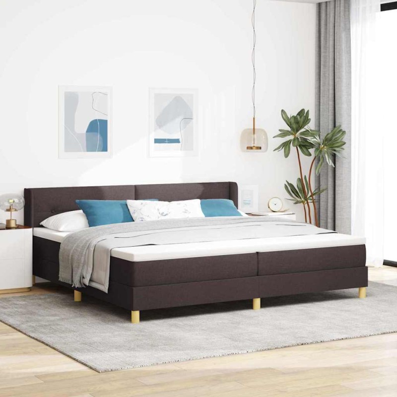 vidaXL Letto a molle con testiera Marrone scuro 200 x 200 cm legno vidaXL Letto a molle con testiera Marrone scuro 200 x 200 cm legno