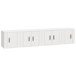 Set di Mobili Porta TV 4 pz Bianco in Legno Multistrato